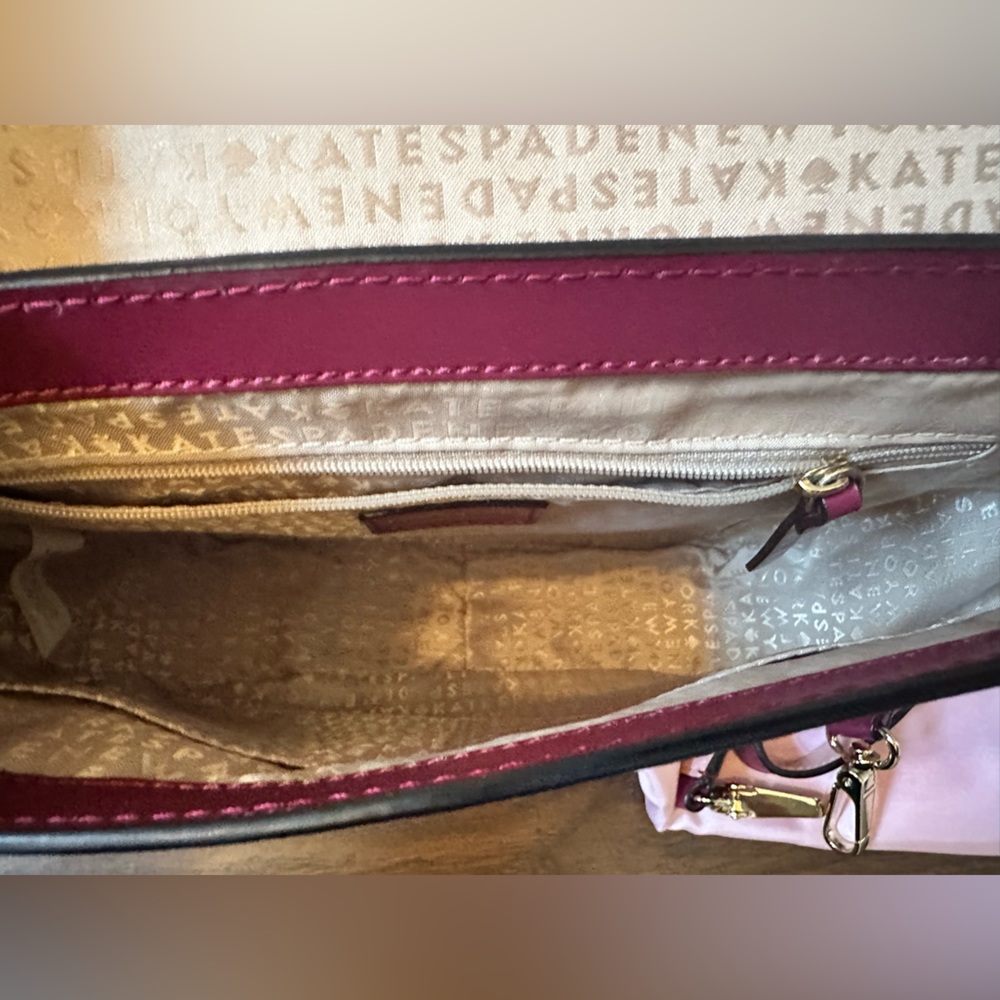 LIKE NEW Kate Spade Doreen New Bond Street Red Plum Leather Crossbody - Picture 6 of 6